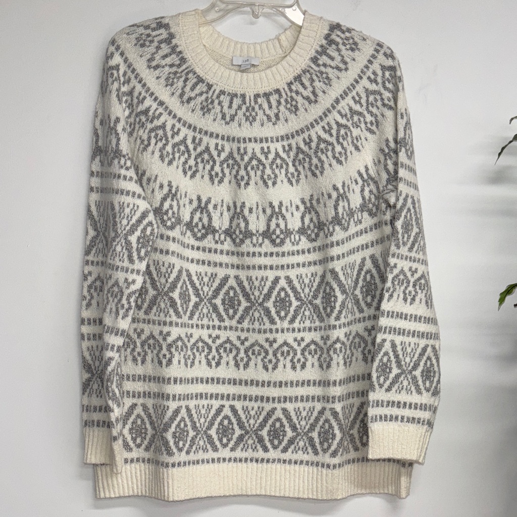 J. Jill Gray And Cream Knit Sweater